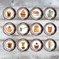 Coffee Shop Edible Cupcake Toppers on cupcakes with white frosting 