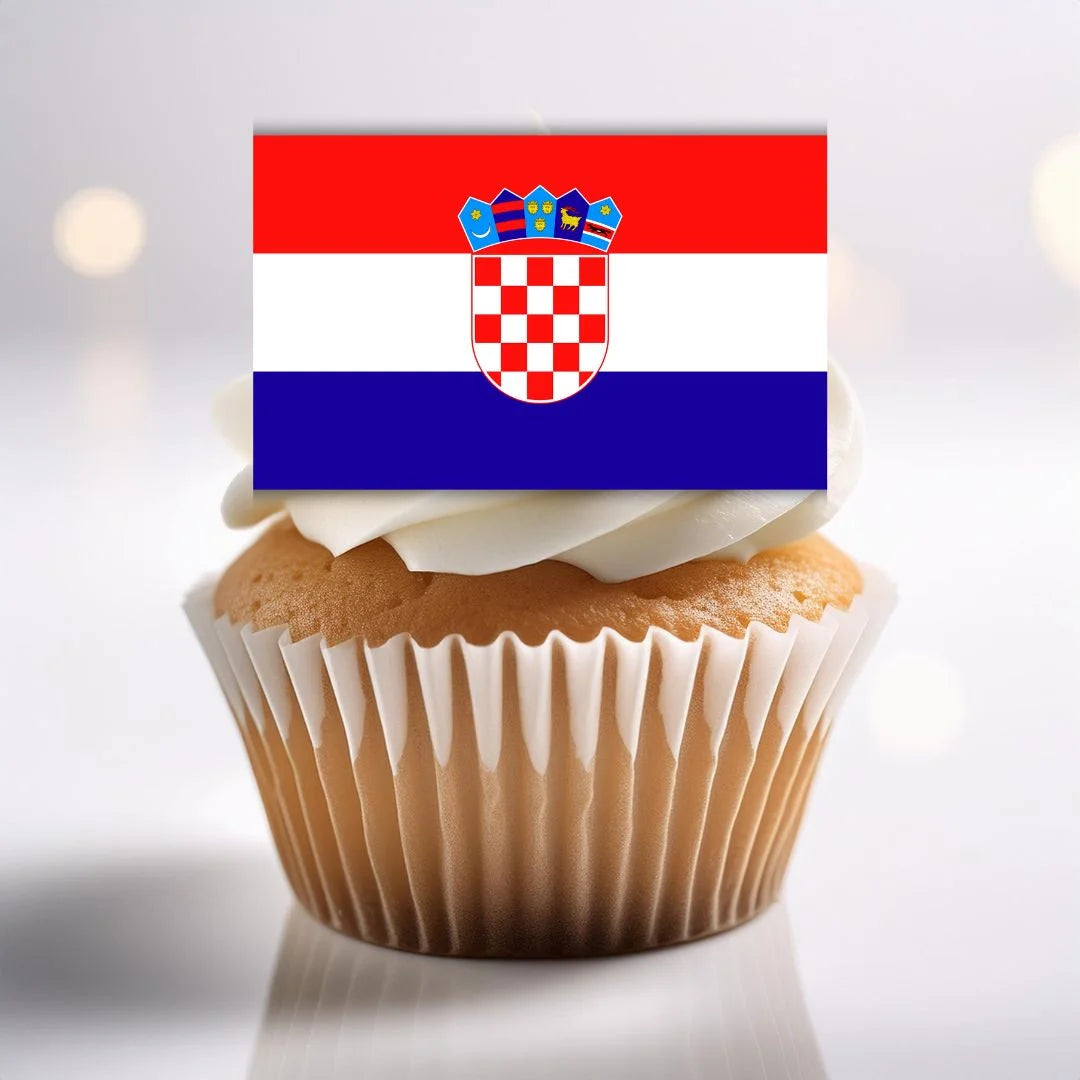 Croatia Flag Edible Cupcake Toppers