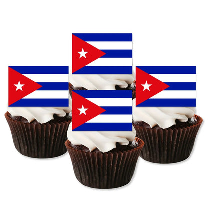 Croatia Flag Edible Cupcake Toppers on chocolate cupcakes with white frosting