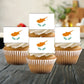 Cyprus Flag Edible Cupcake Toppers on white frosted cupcakes