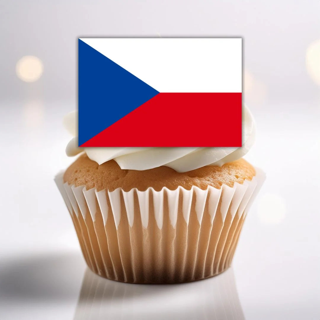 Czech Republic Flag Edible Cupcake Toppers