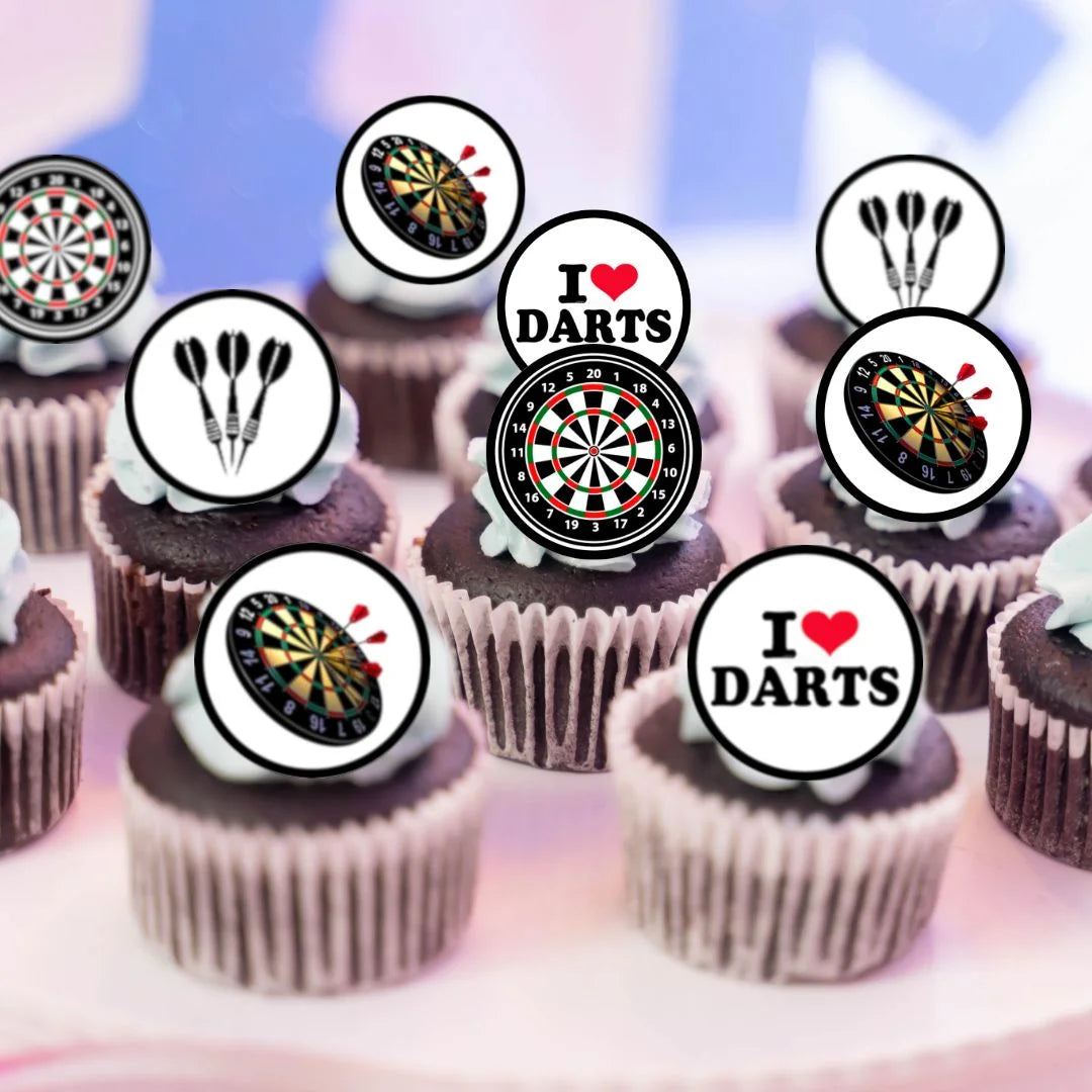 Darts Themed Edible Cupcake Toppers