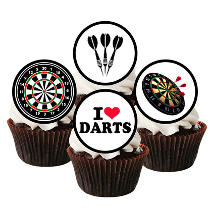 Darts Themed Edible Cupcake Toppers