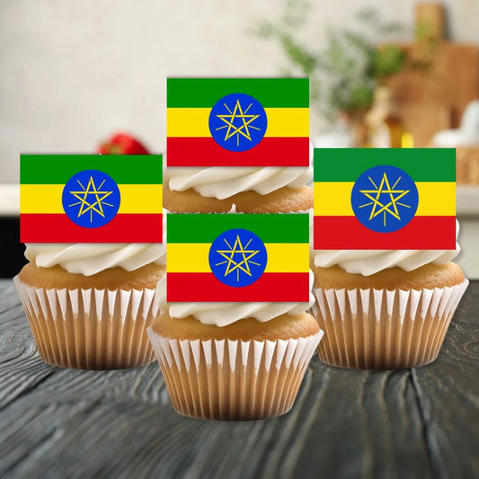 Ethiopia Flag Edible Cupcake Toppers