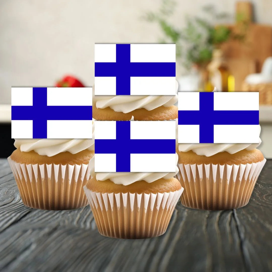 Finland Flag Edible Cupcake Toppers