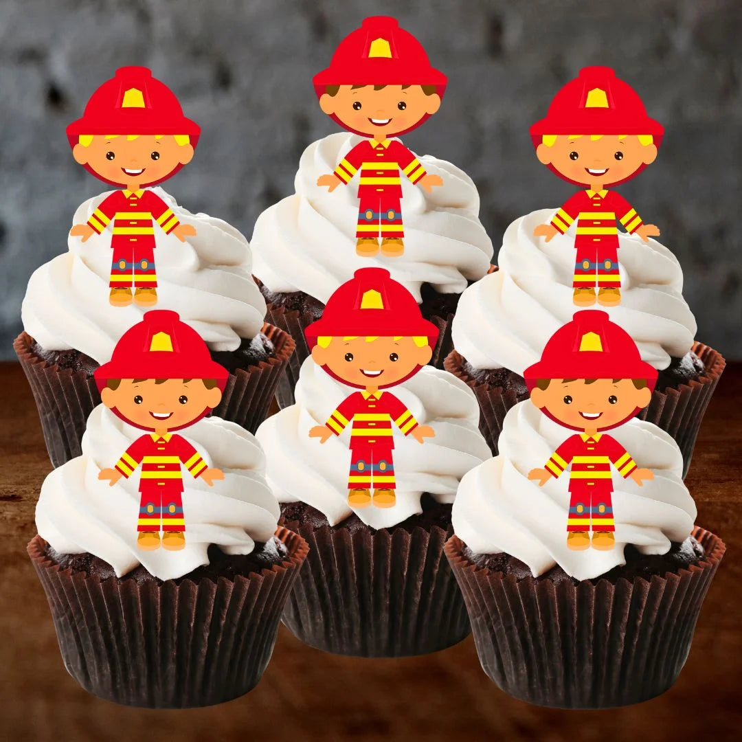 Firefighter Theme Edible Cupcake Toppers