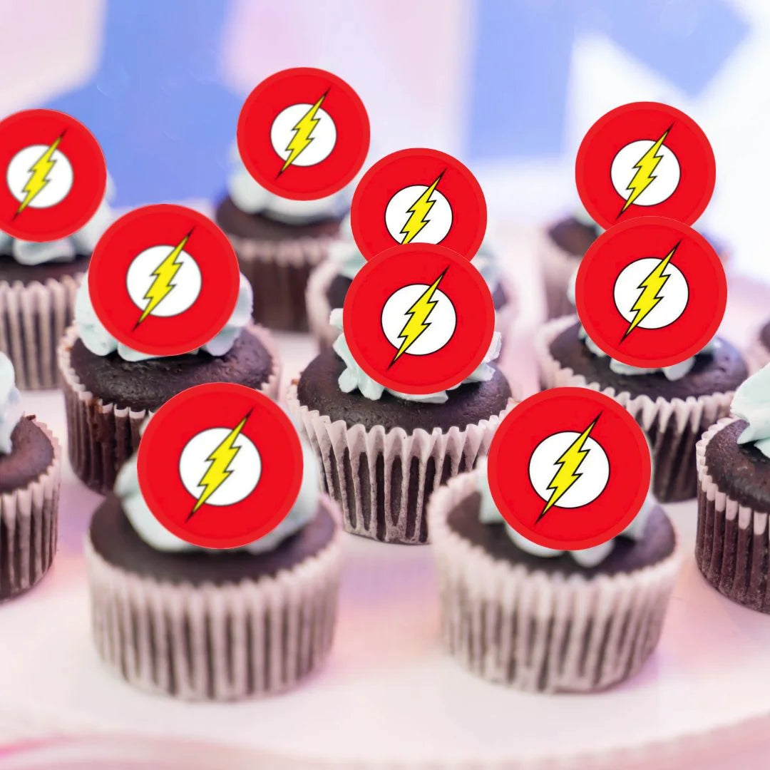 Flash Themed Edible Cupcake Toppers