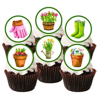 Gardening Edible Cupcake Toppers