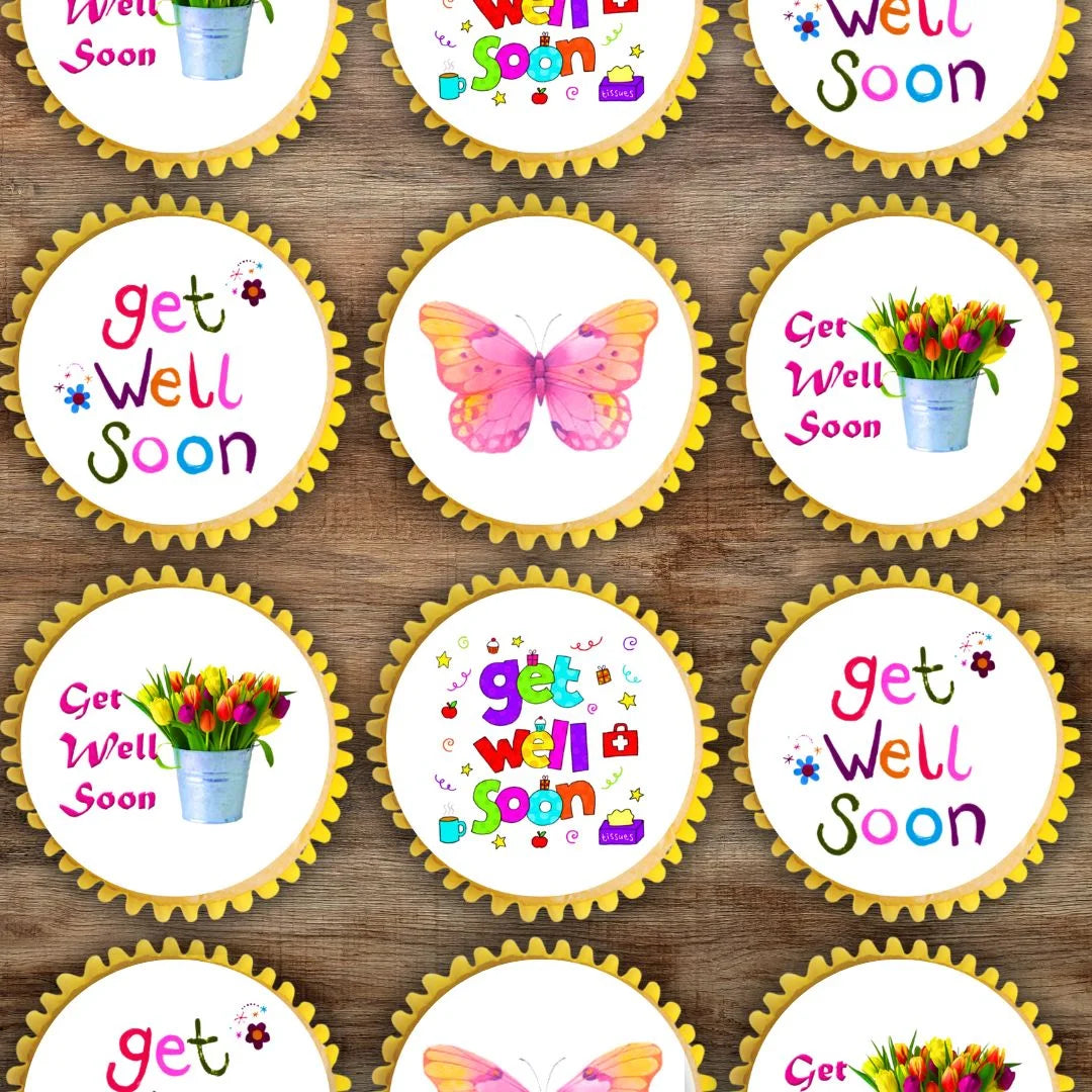 Get Well Soon Edible Cupcake Toppers