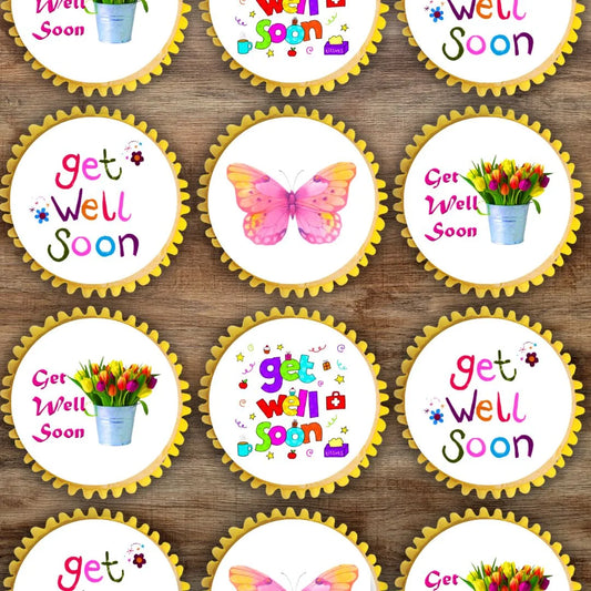 Get Well Soon Edible Cupcake Toppers