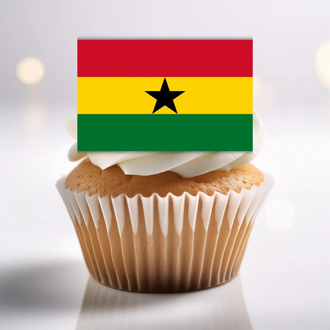 Ghana Flag Edible Cupcake Toppers