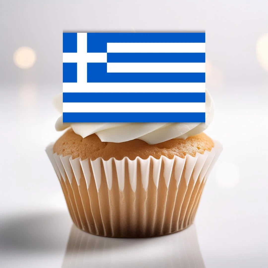 Greece Flag Edible Cupcake Toppers