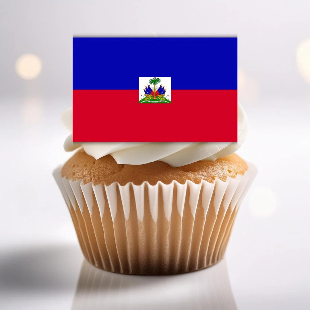 Haiti Flag Edible Cupcake Toppers