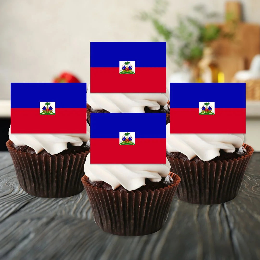 Haiti Flag Edible Cupcake Toppers