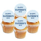 Happy Father's Day Edible Cupcake Toppers on white frosted cupcakes 