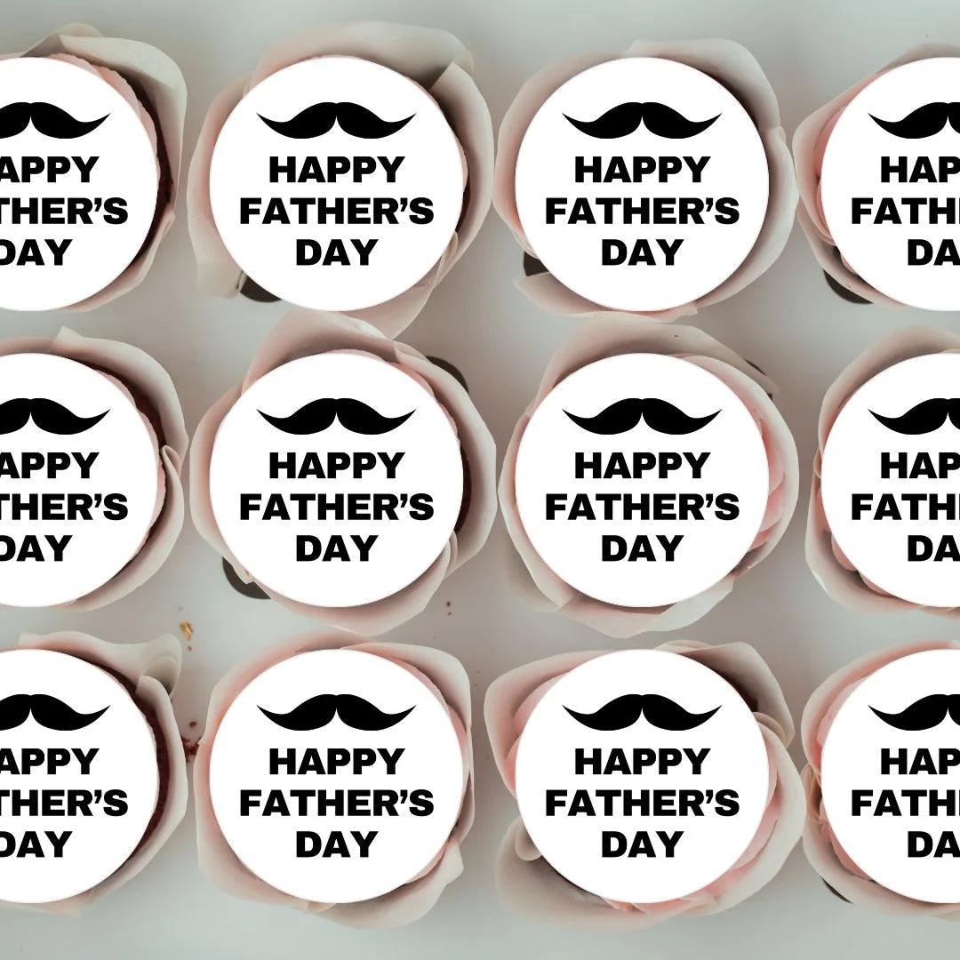 Father's Day Edible Cupcake Toppers on white frosted cupcakes