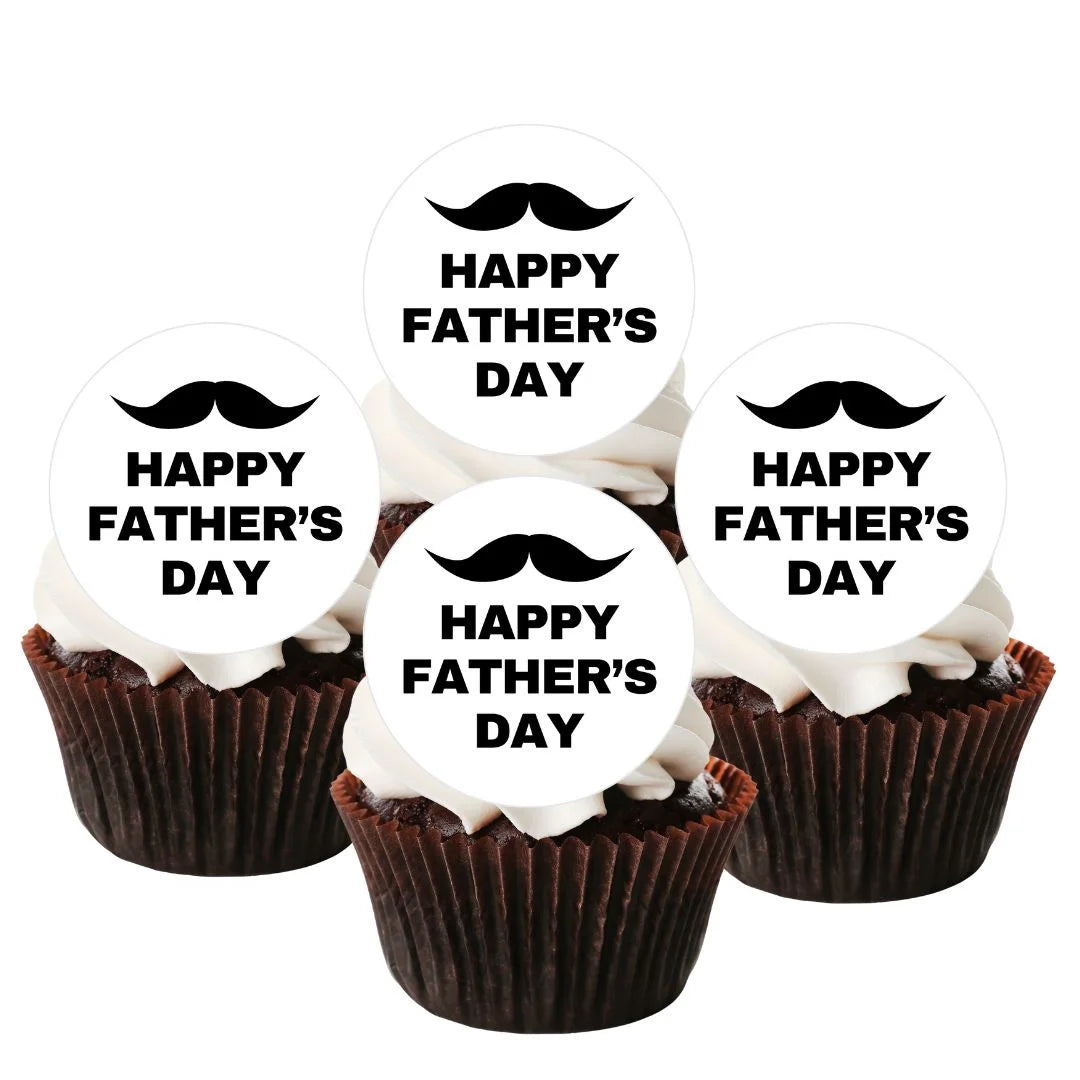 Father's Day Edible Cupcake Toppers on white frosted cupcakes