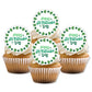 Cupcakes with 'Happy St. Patrick's Day' toppers on a white background
