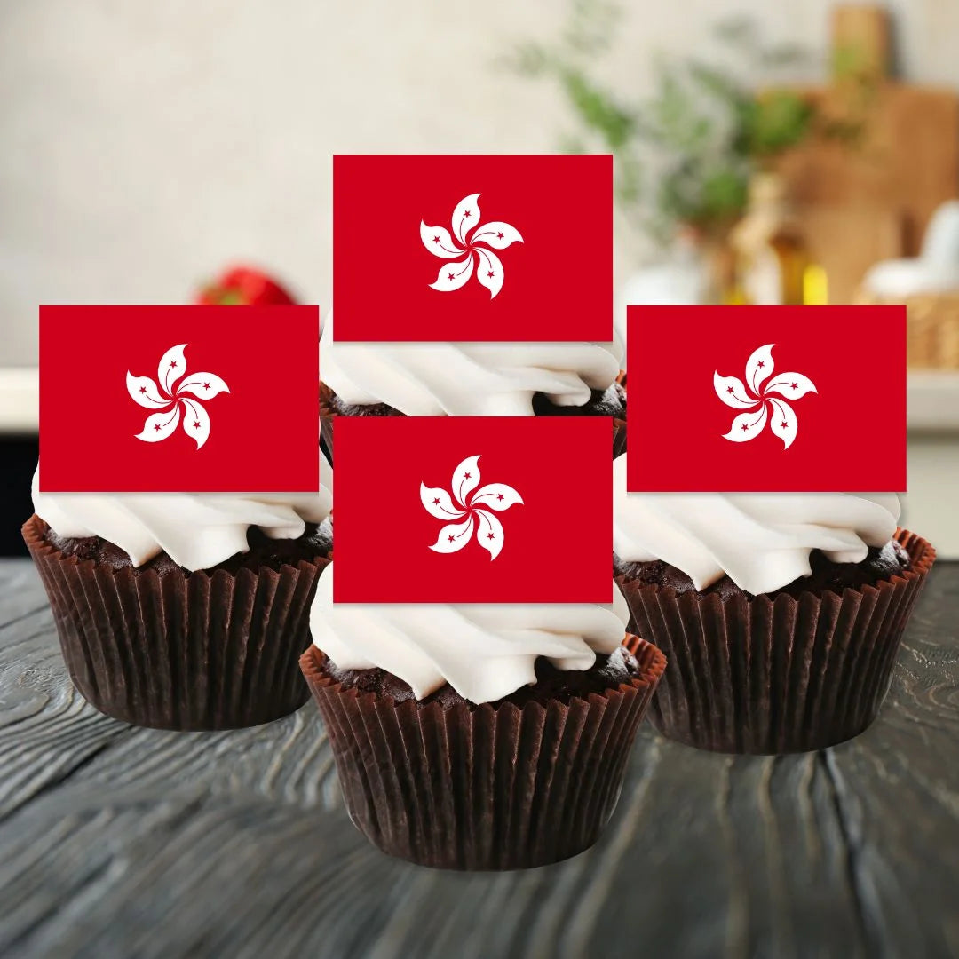 Hong Kong Flag Edible Cupcake Toppers