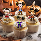 Halloween Horror Mouse Edible Cupcake Toppers on chocolate cupcakes with white frosting