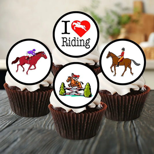 Horse Riding Edible Cupcake Toppers 