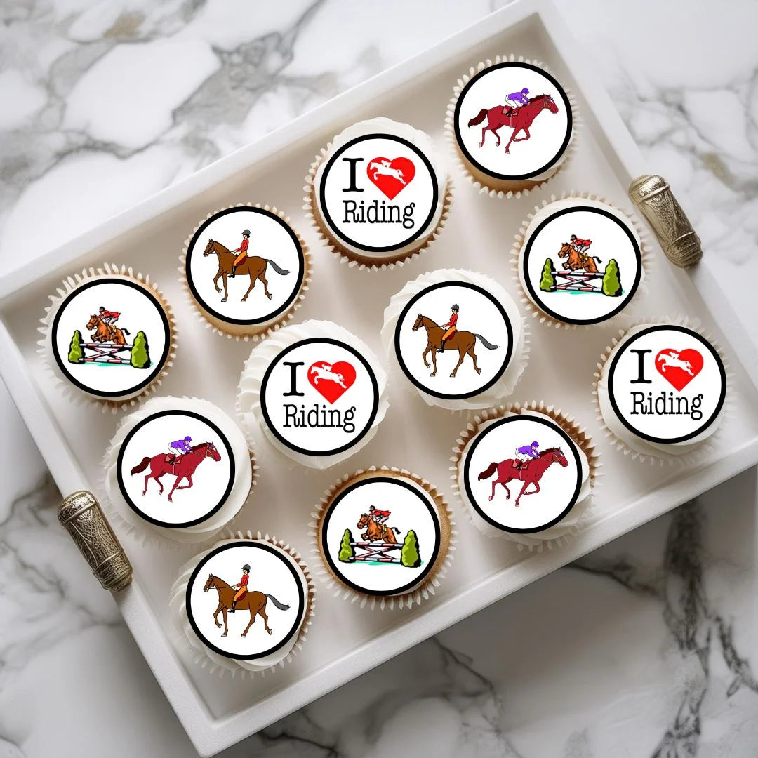 Horse Riding Edible Cupcake Toppers 