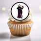 Hotel Transylvania Edible Cupcake Topper on a sponge cupcake with white frosting 