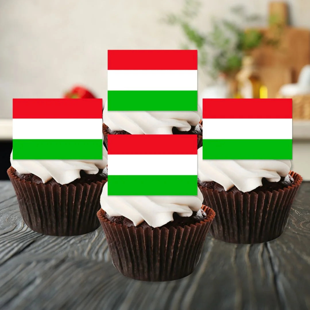 Hungary Flag Edible Cupcake Toppers