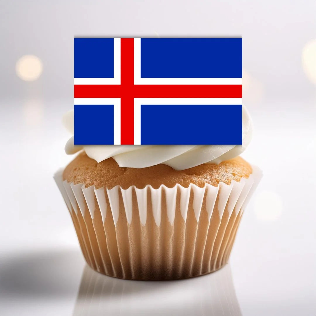 Iceland Flag Edible Cupcake Toppers