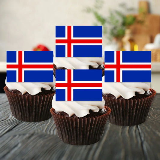 Iceland Flag Edible Cupcake Toppers