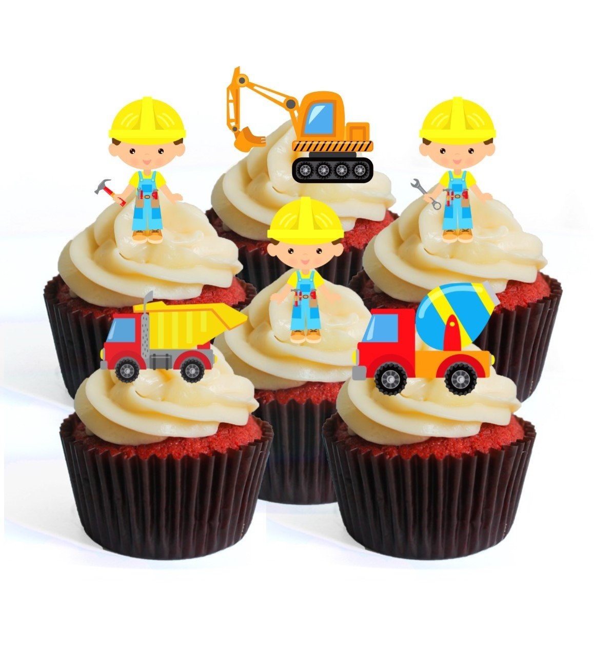 Construction Theme Edible Cupcake Toppers