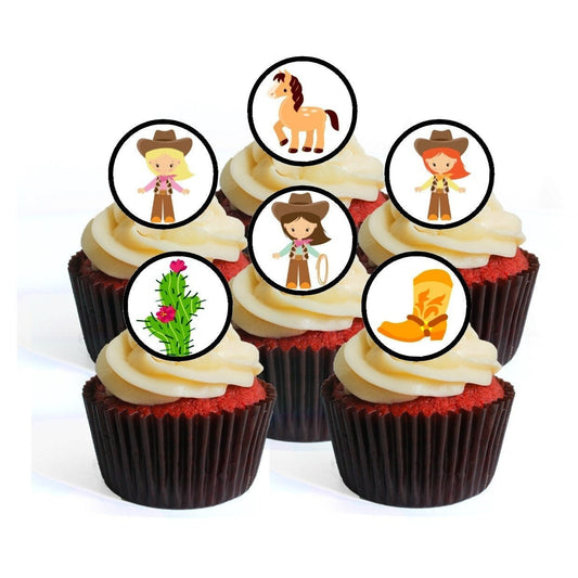 Cowgirl Edible Cupcake Toppers