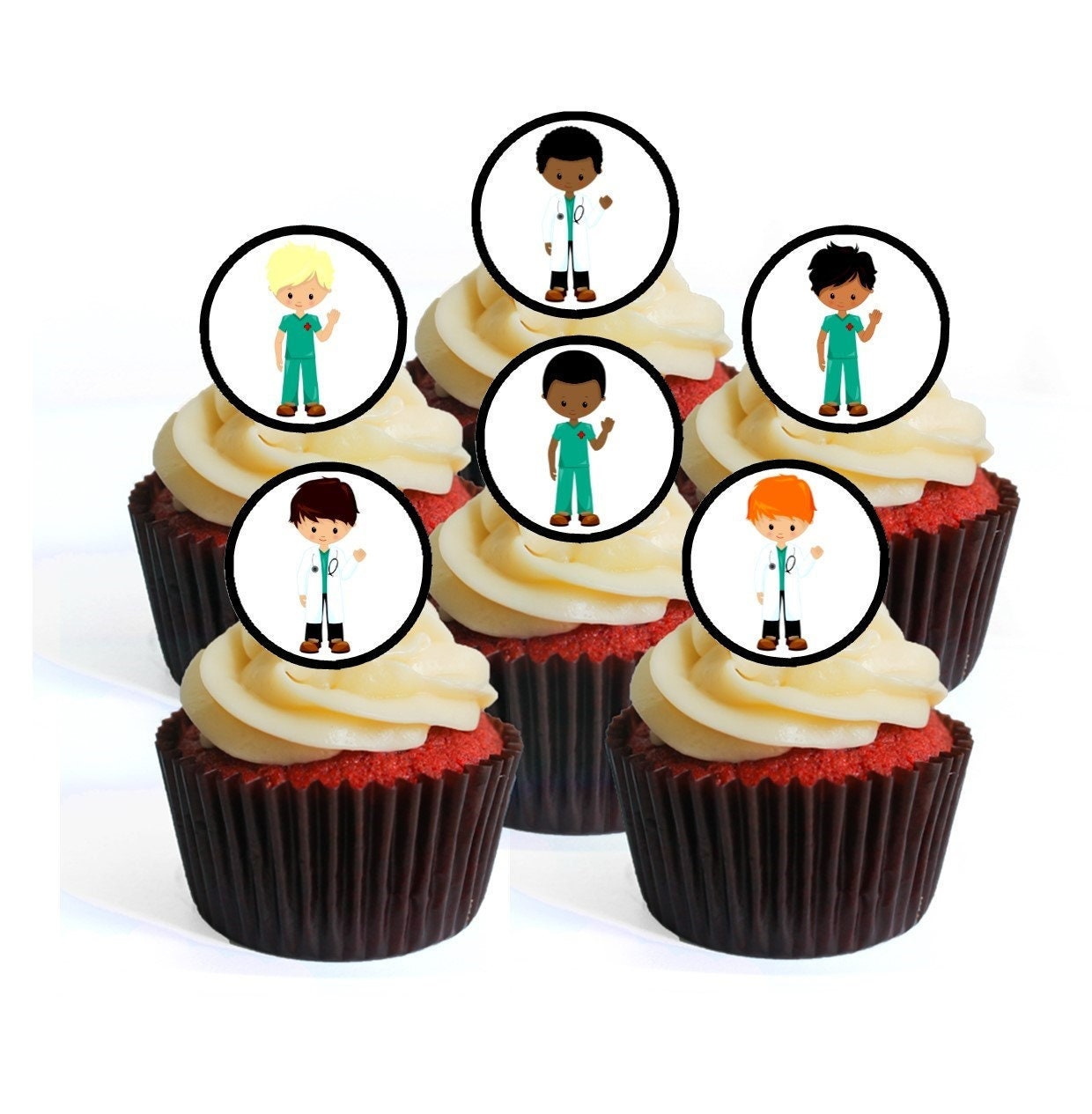 Male Nurses + Doctors Edible Cupcake Toppers