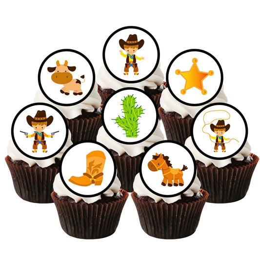 Cowboy Theme Edible Cupcake Toppers