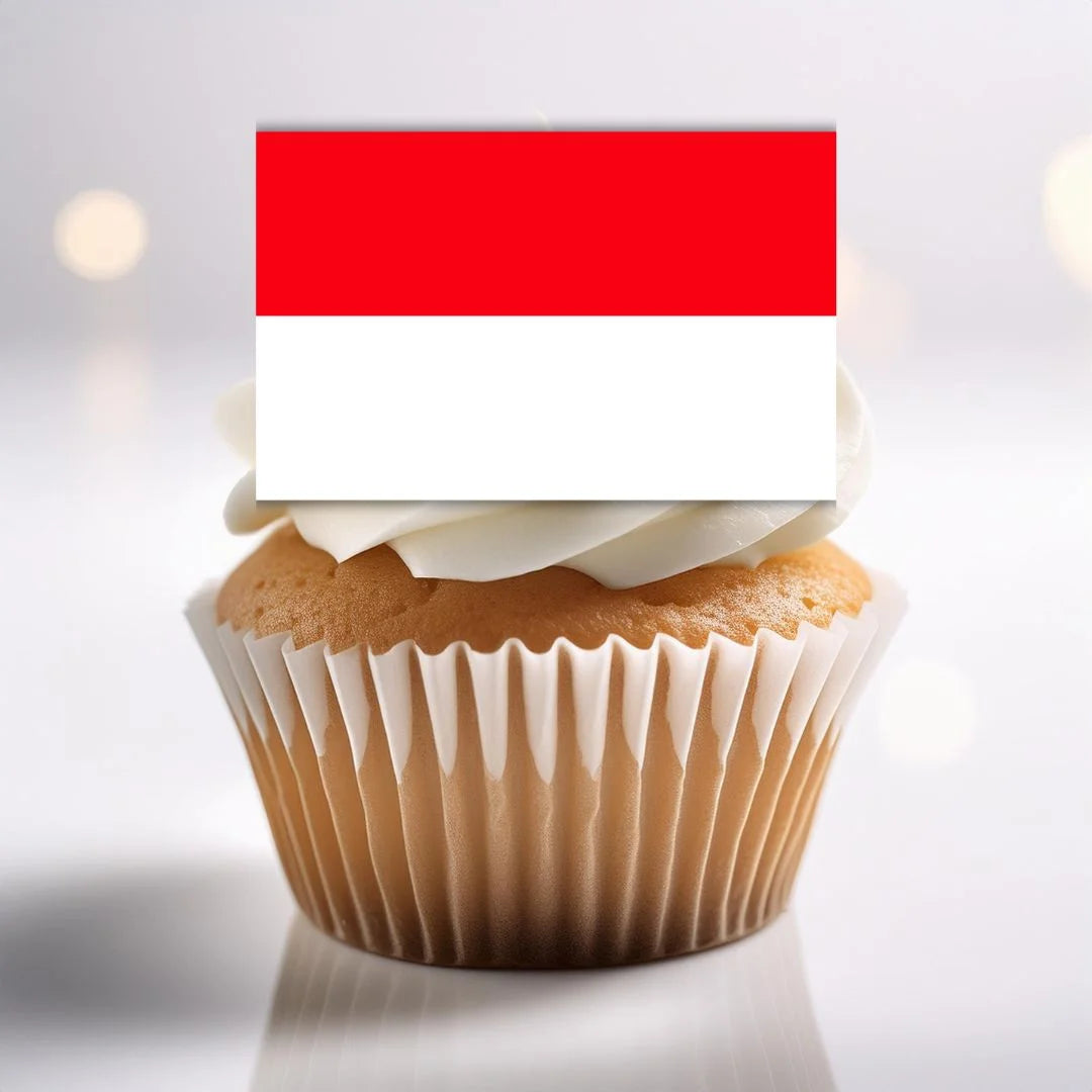 Indonesia Flag Edible Cupcake Toppers