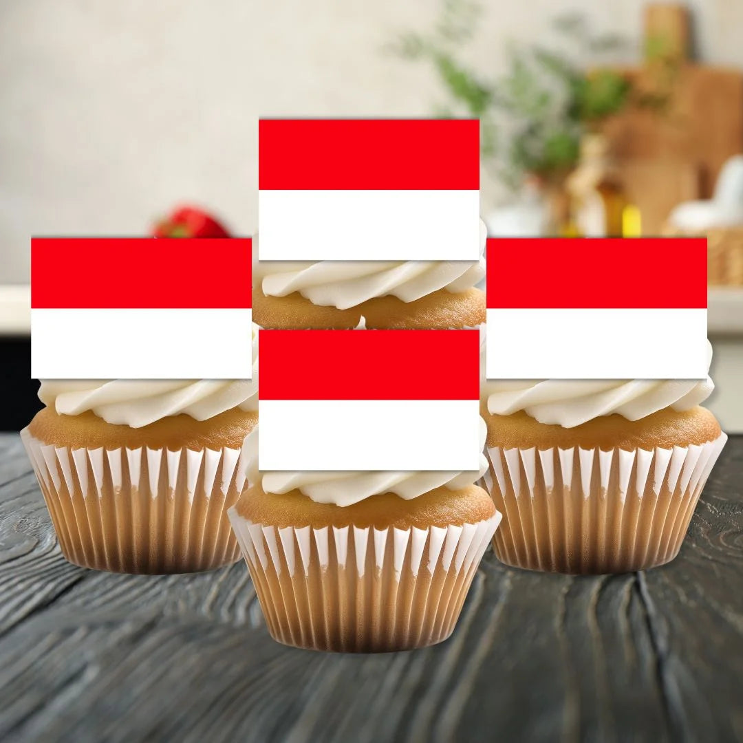 Indonesia Flag Edible Cupcake Toppers