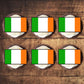 top view of Ireland Flag Edible Cupcake Toppers on chocolate cupcakes with white frosting