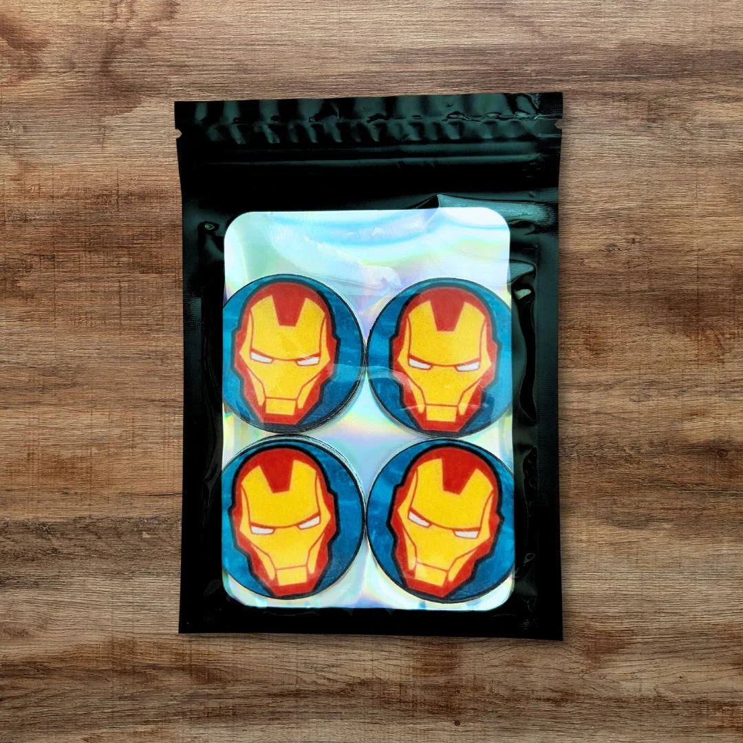 Iron Man Edible Cupcake Toppers in packaging