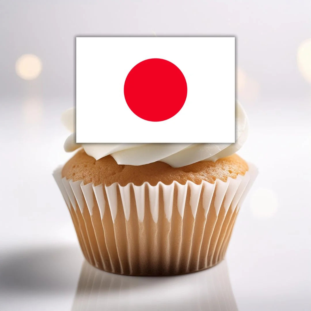 Japan Flag Edible Cupcake Toppers