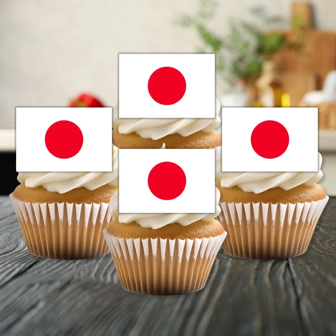 Japan Flag Edible Cupcake Toppers