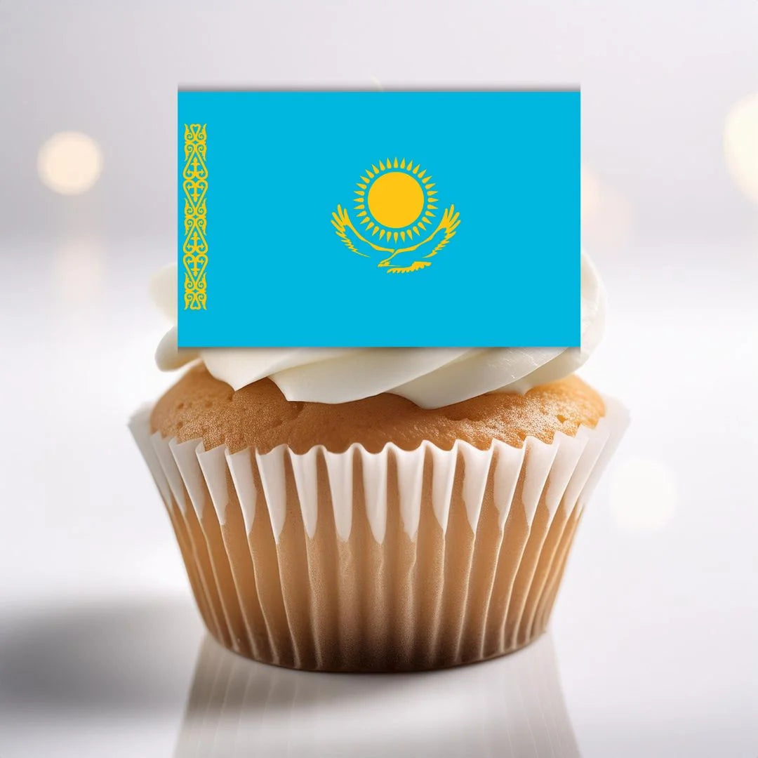 Kazakhstan Flag Edible Cupcake Toppers