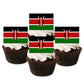 Kenya Flag Edible Cupcake Toppers on chocolate cupcakes with white frosting