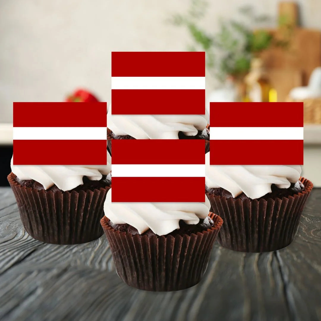 Latvia Flag Edible Cupcake Toppers