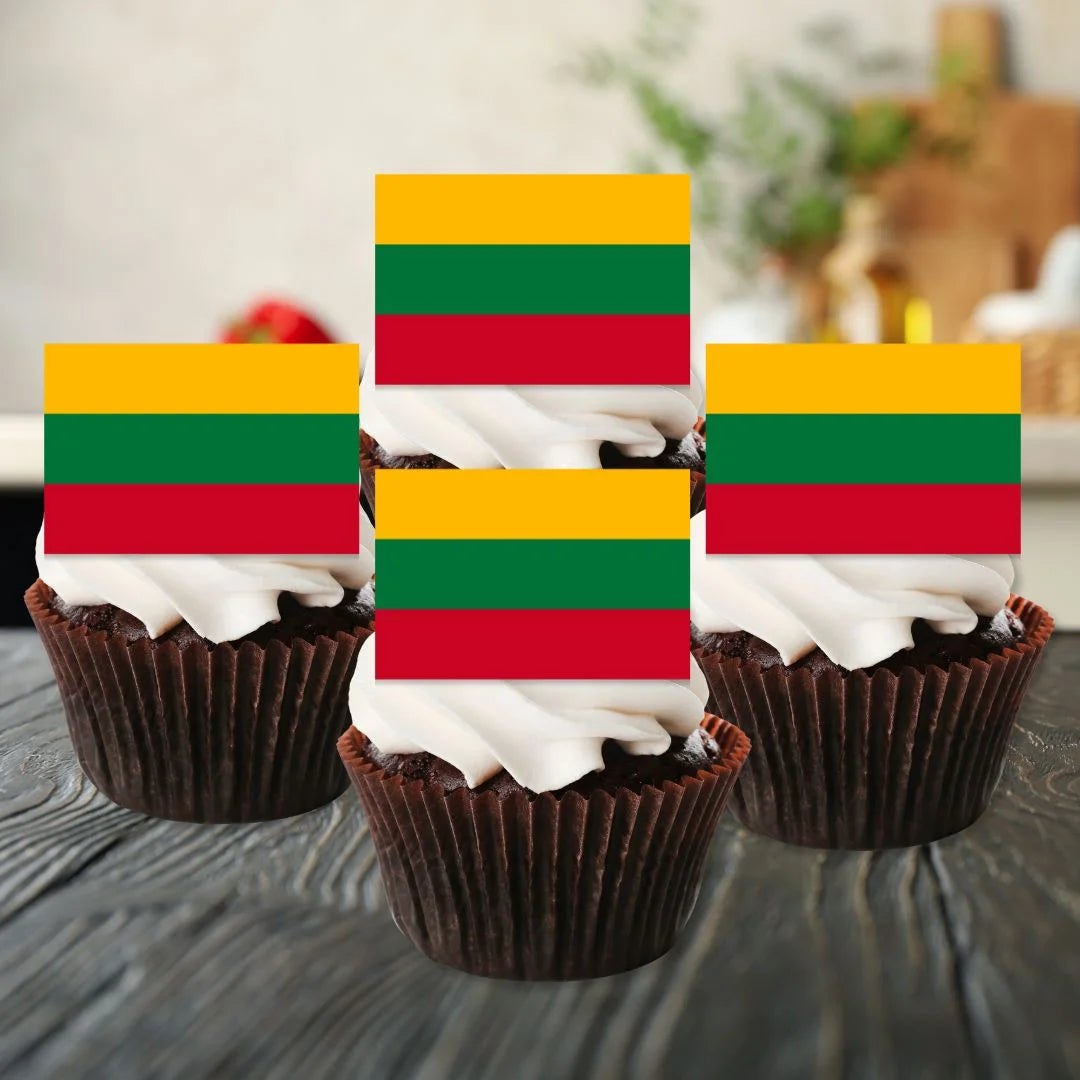 Lithuania Flag Edible Cupcake Toppers