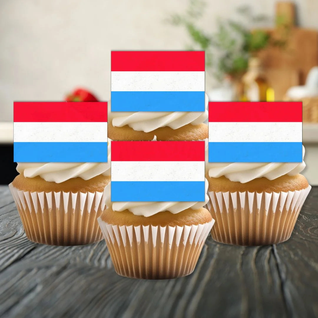 Luxembourg Flag Edible Cupcake Toppers