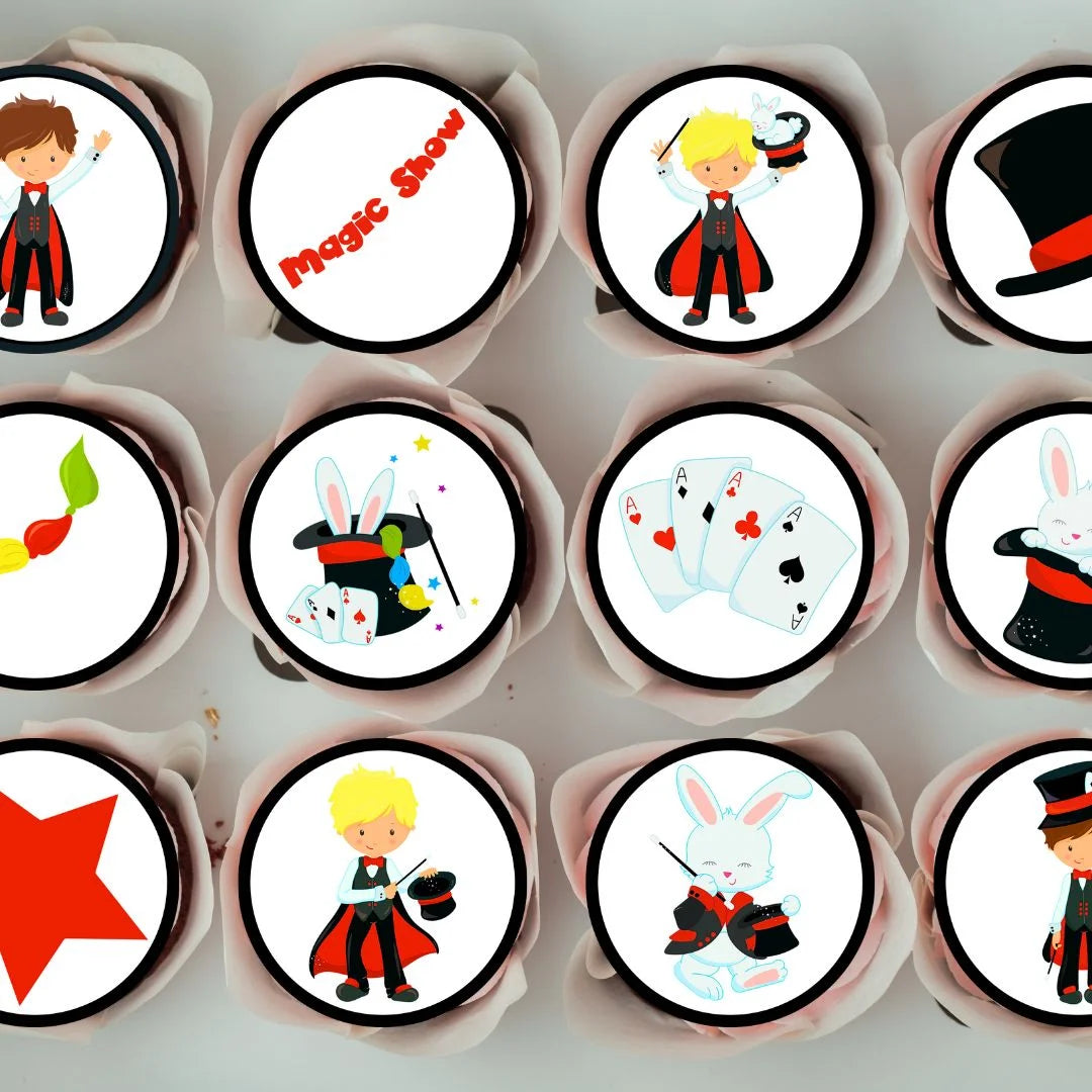 Magician Theme Edible Cupcake Toppers