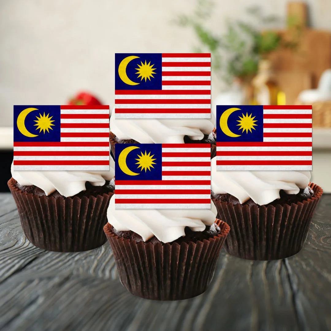 Malaysia Flag Edible Cupcake Toppers