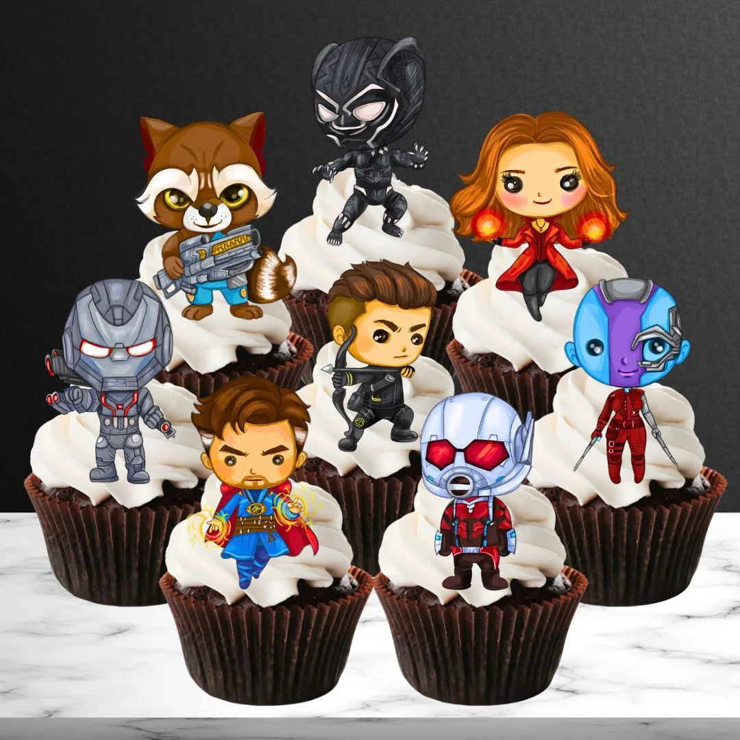 Marvel Superhero Themed Edible Cupcake Toppers