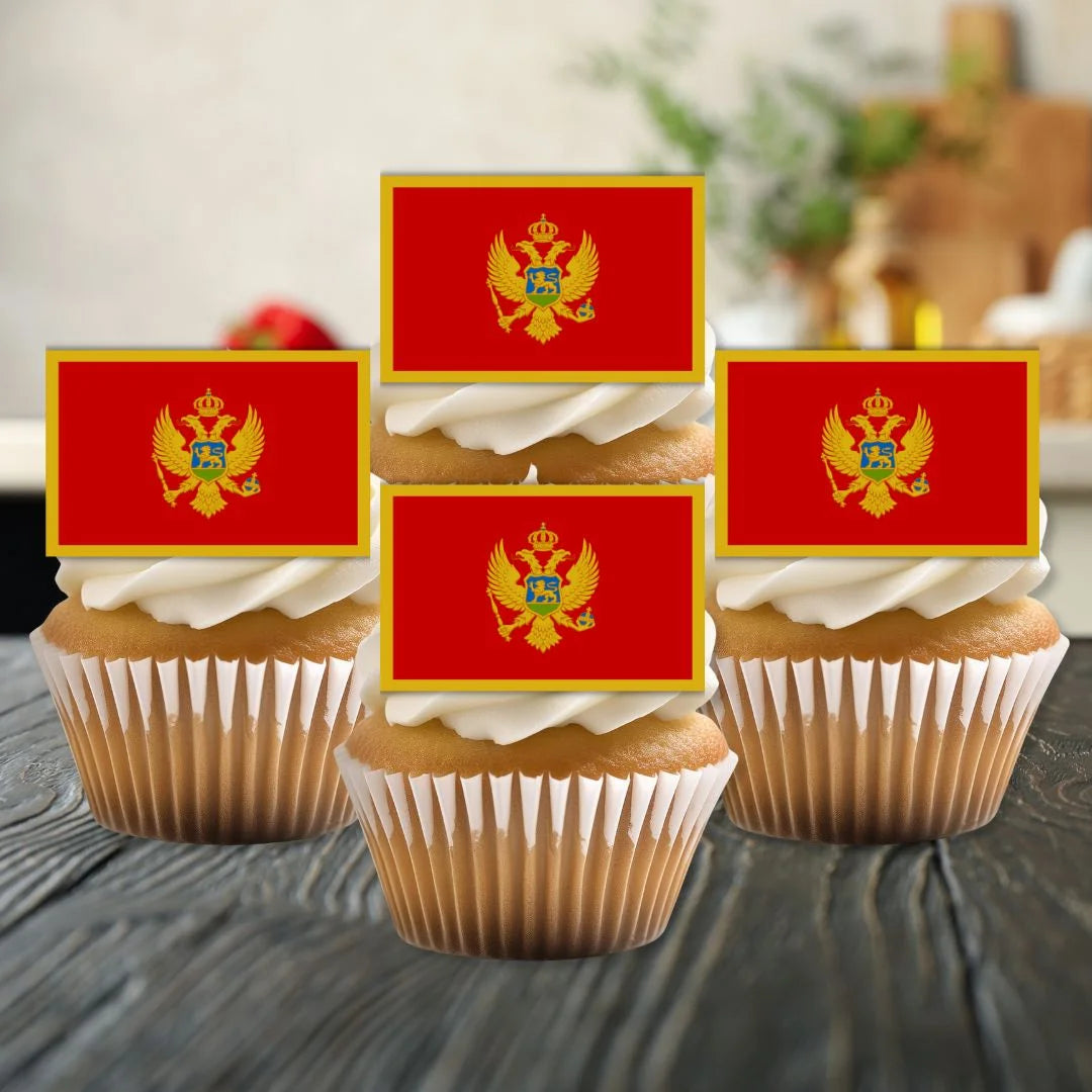 Montenegro Flag Edible Cupcake Toppers