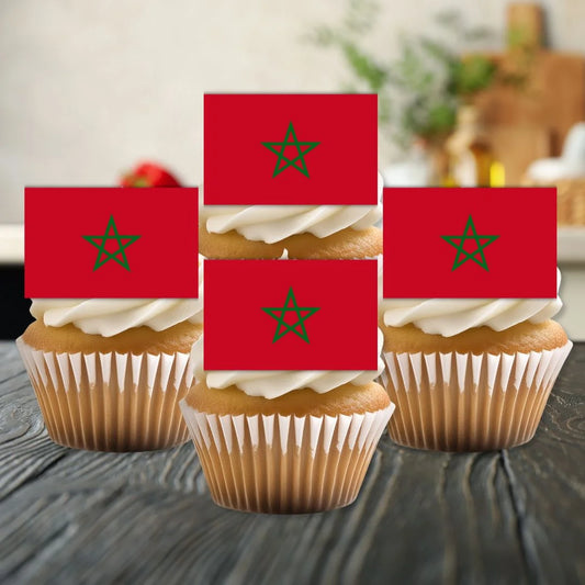 Morocco Flag Edible Cupcake Toppers